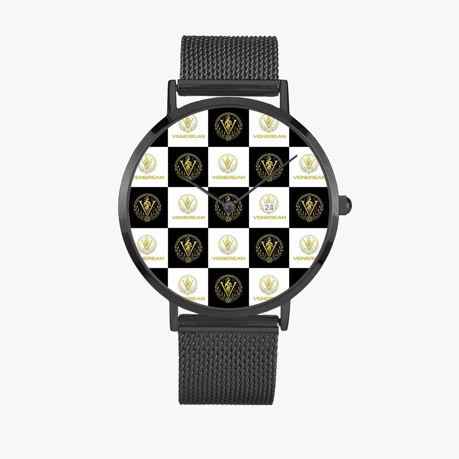 Venerean Checkered Ultra-Thin Watch – Timeless Precision with Modern Flair