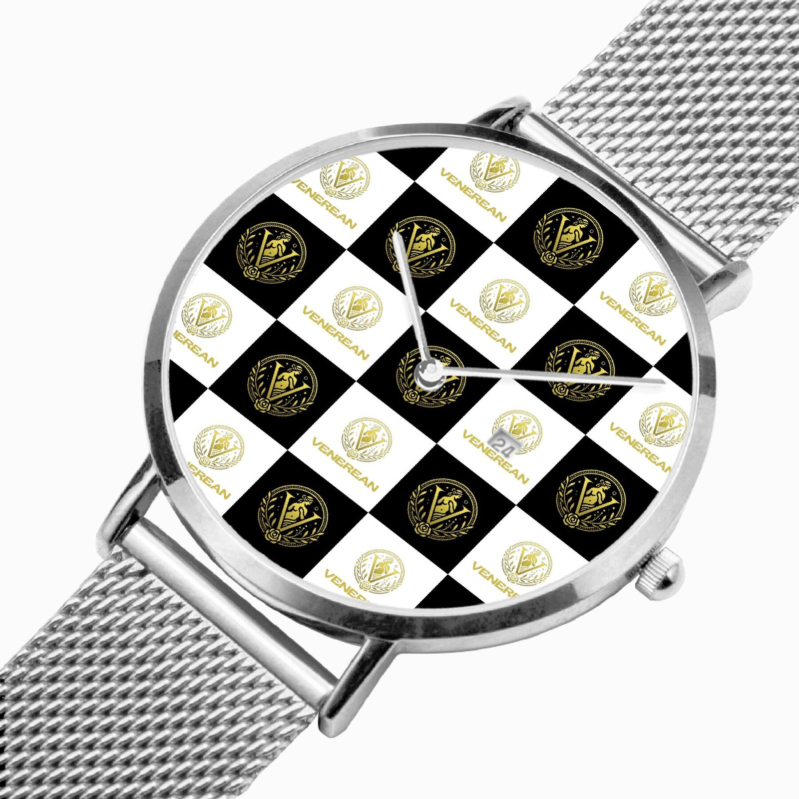 Venerean Checkered Ultra-Thin Watch – Timeless Precision with Modern Flair