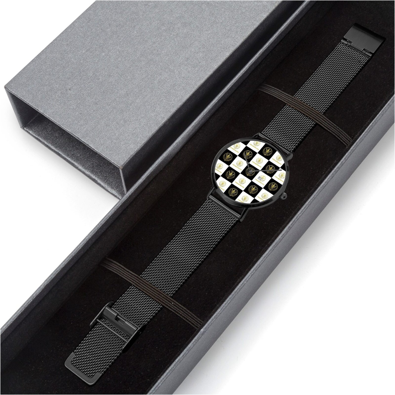 Venerean Checkered Ultra-Thin Watch – Timeless Precision with Modern Flair