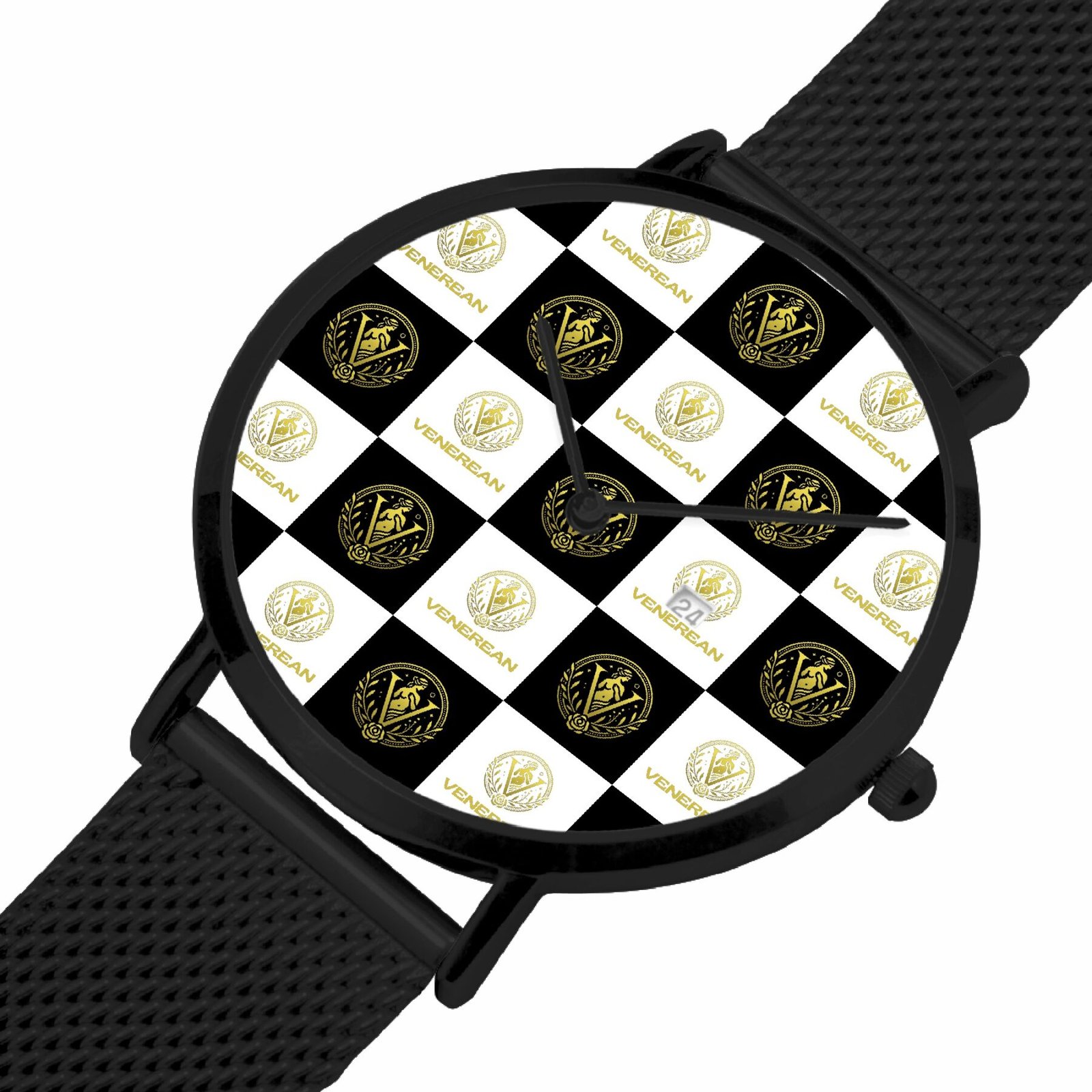 Venerean Checkered Ultra-Thin Watch – Timeless Precision with Modern Flair