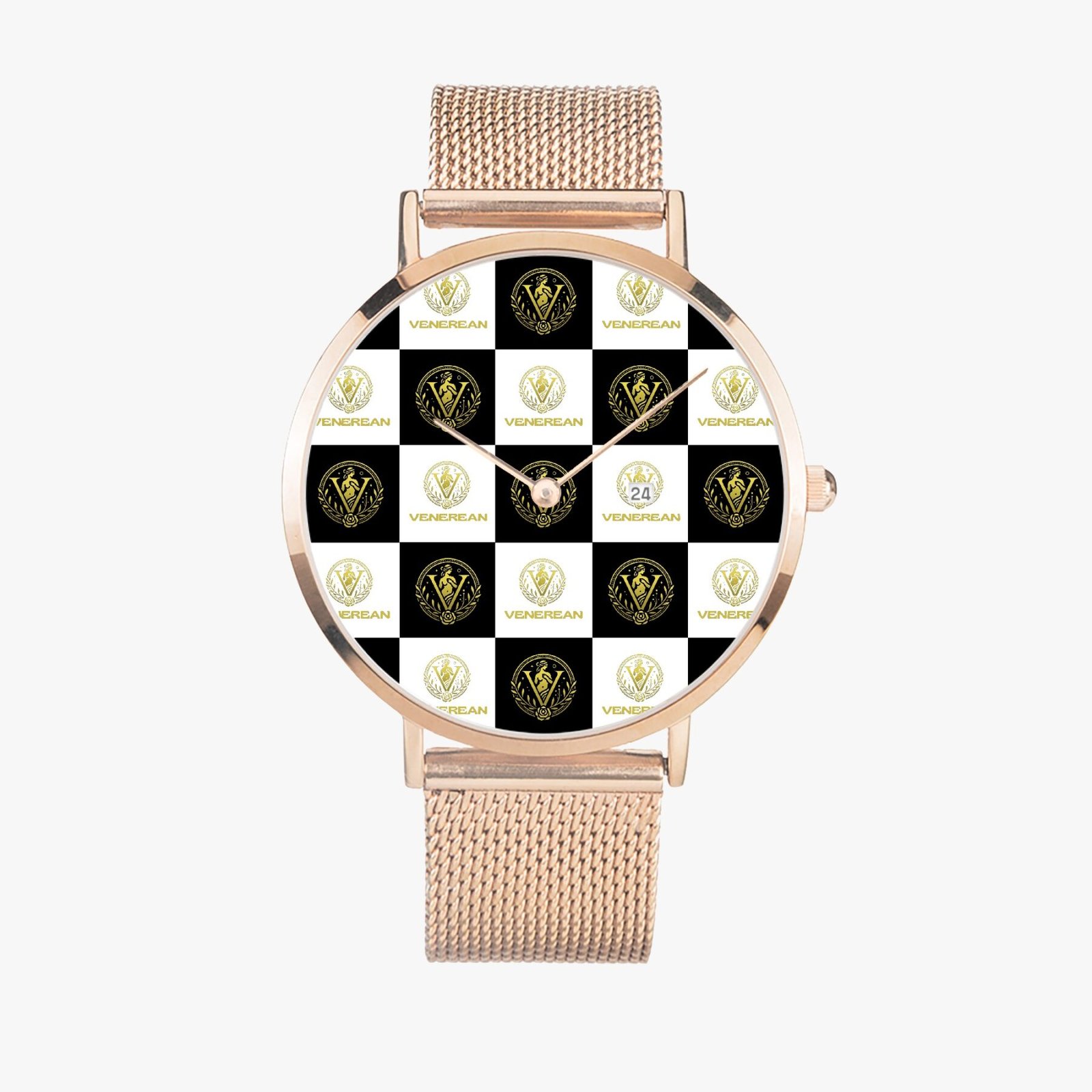 Venerean Checkered Ultra-Thin Watch – Timeless Precision with Modern Flair