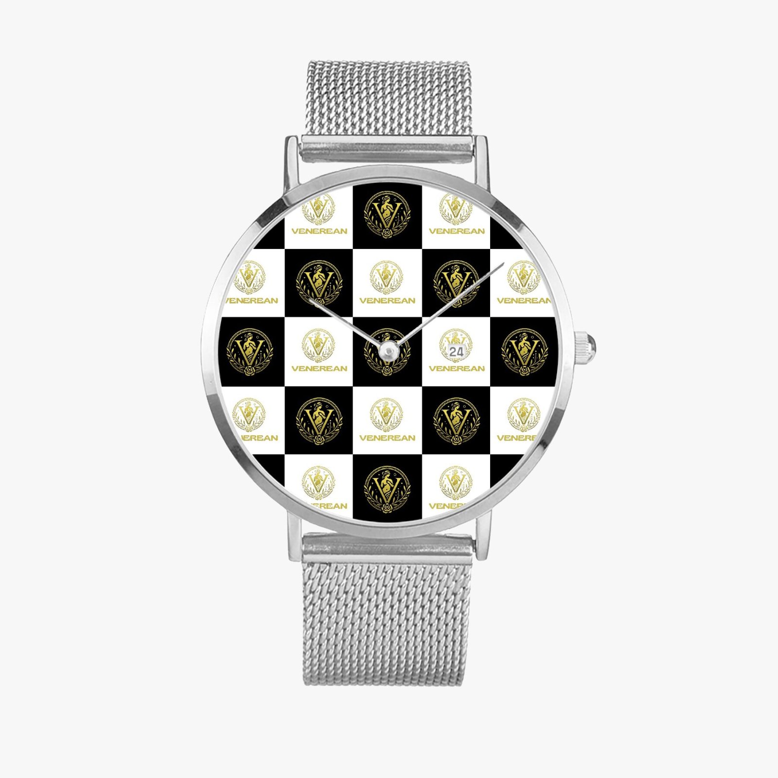 Venerean Checkered Ultra-Thin Watch – Timeless Precision with Modern Flair