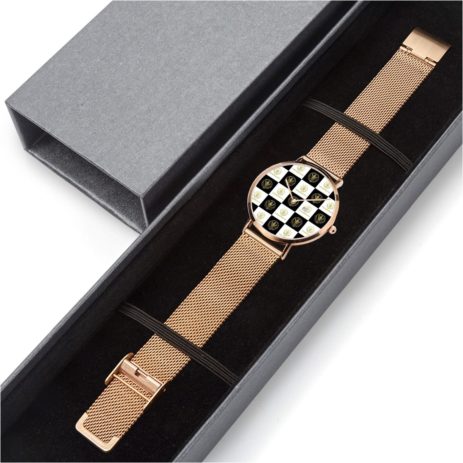 Venerean Checkered Ultra-Thin Watch – Timeless Precision with Modern Flair