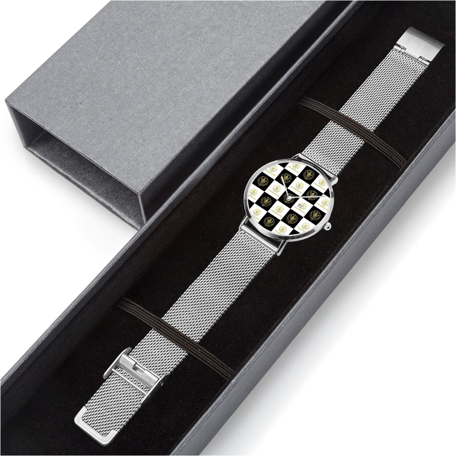 Venerean Checkered Ultra-Thin Watch – Timeless Precision with Modern Flair