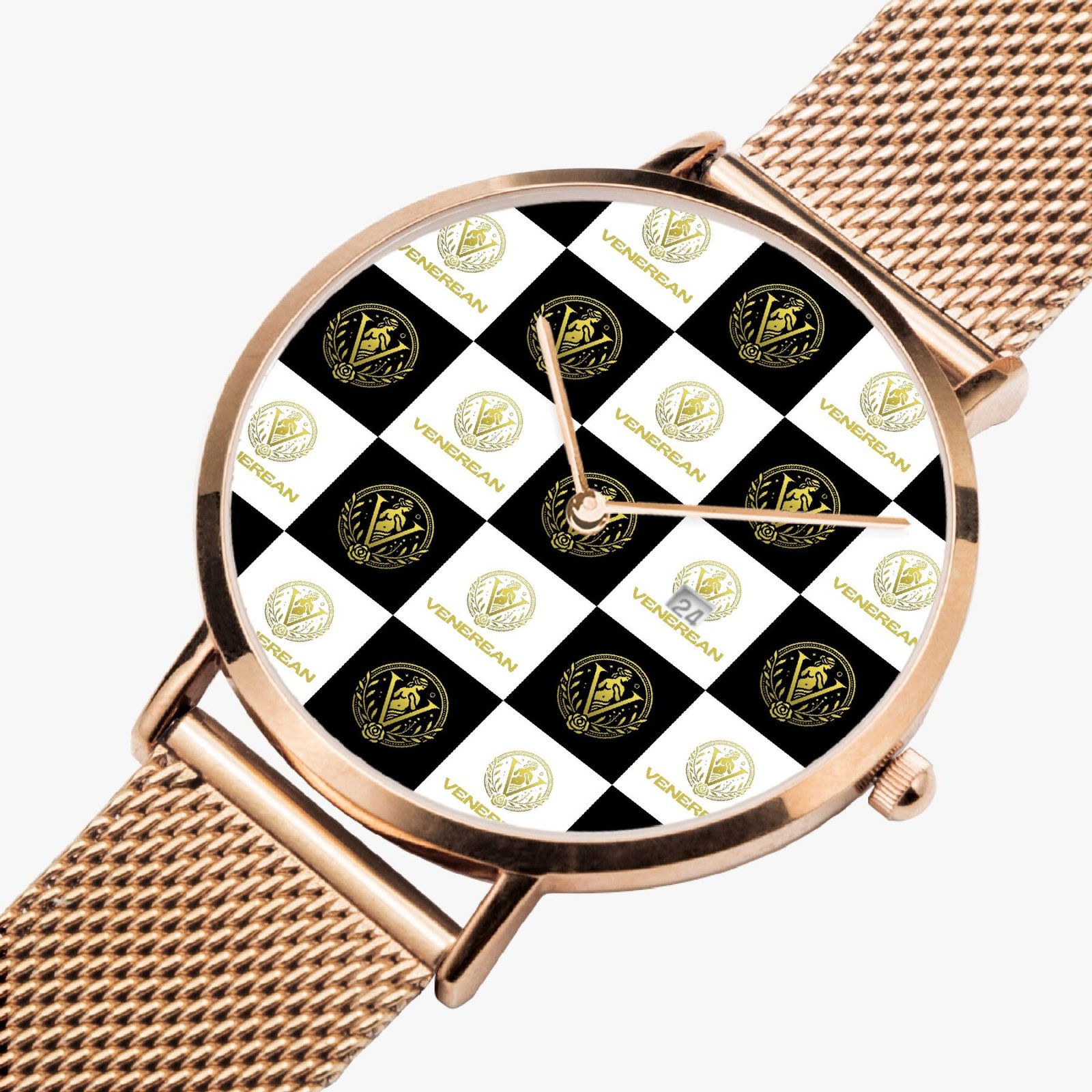 Venerean Checkered Ultra-Thin Watch – Timeless Precision with Modern Flair