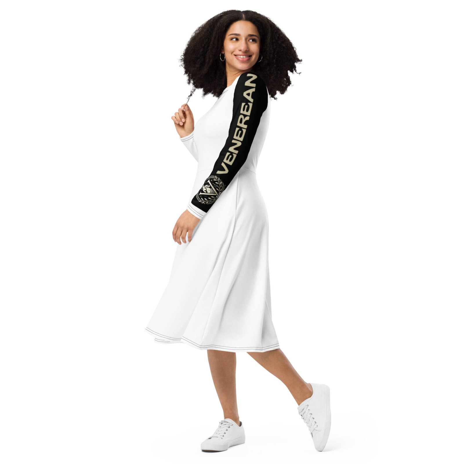 Venerean Elegance Midi Dress - Feminine Grace with Modern Flair - Image 2