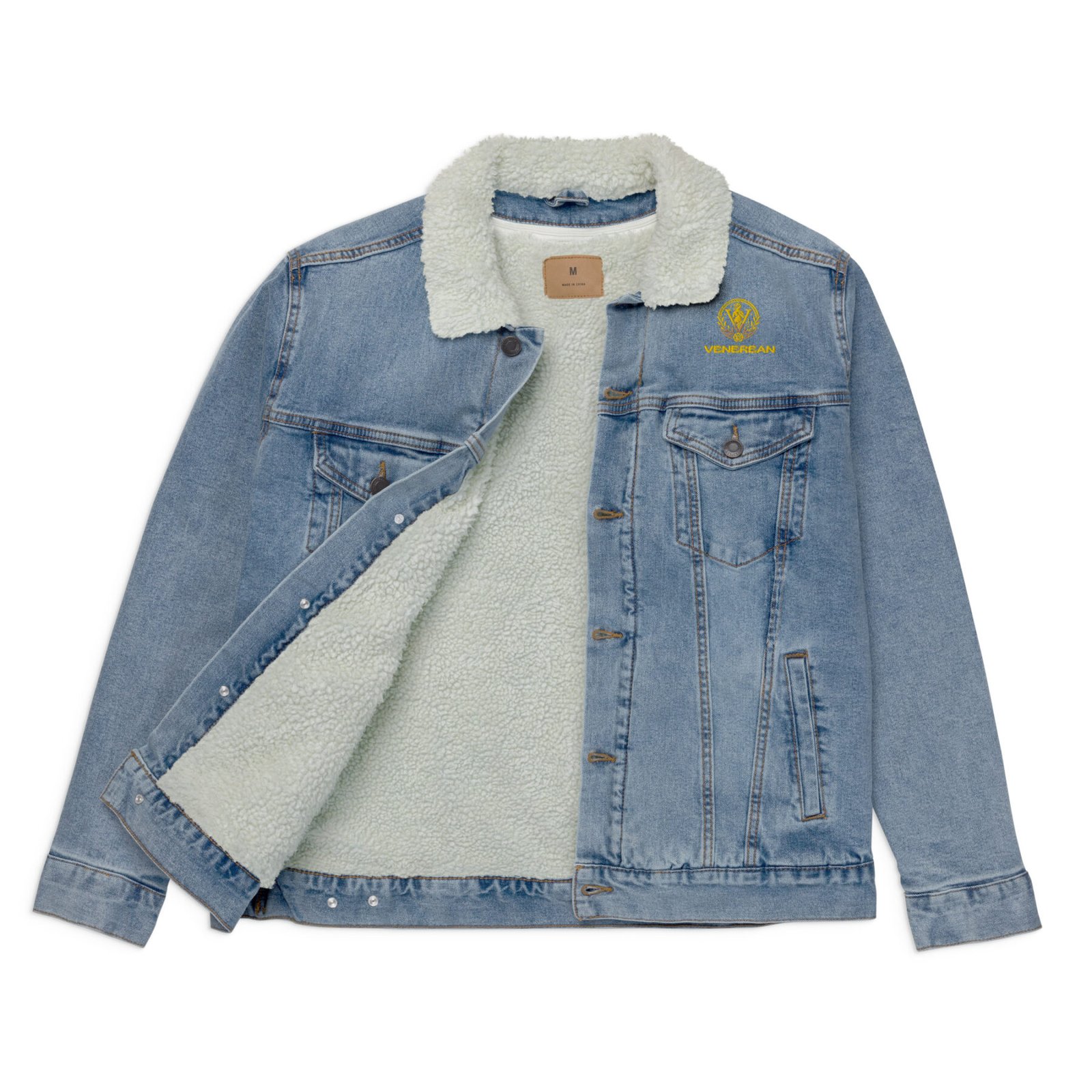 Venerean Classic Sherpa-Lined Denim Jacket - Timeless Style with Modern Warmth - Image 6