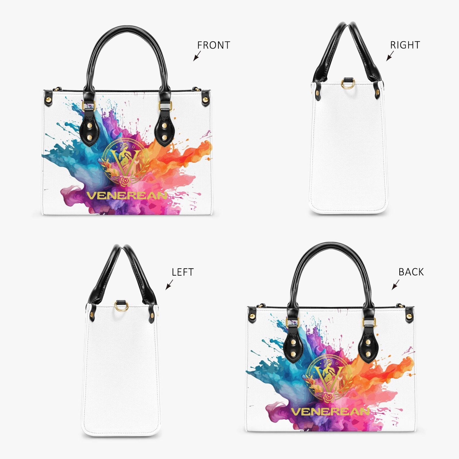 Venerean Color Splash PU Leather Tote