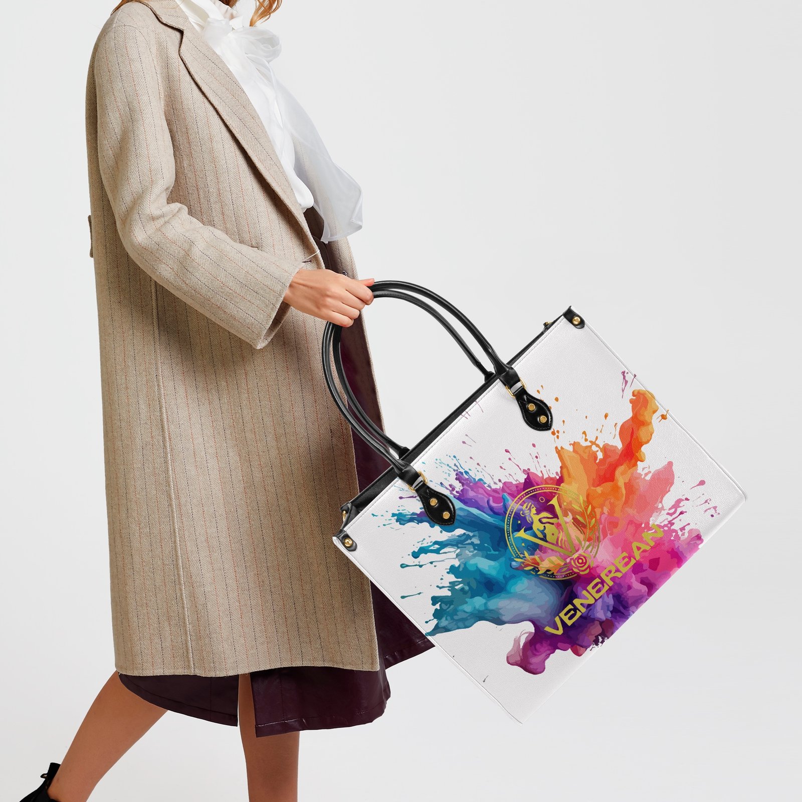 Venerean Color Splash PU Leather Tote, view 4
